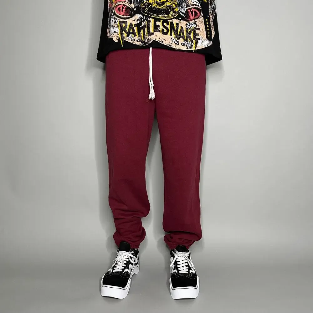 Vintage 90s Russell Sweatpants Mens L Baggy Maroon Red Cotton Joggers Made USA - Picture 2 of 4